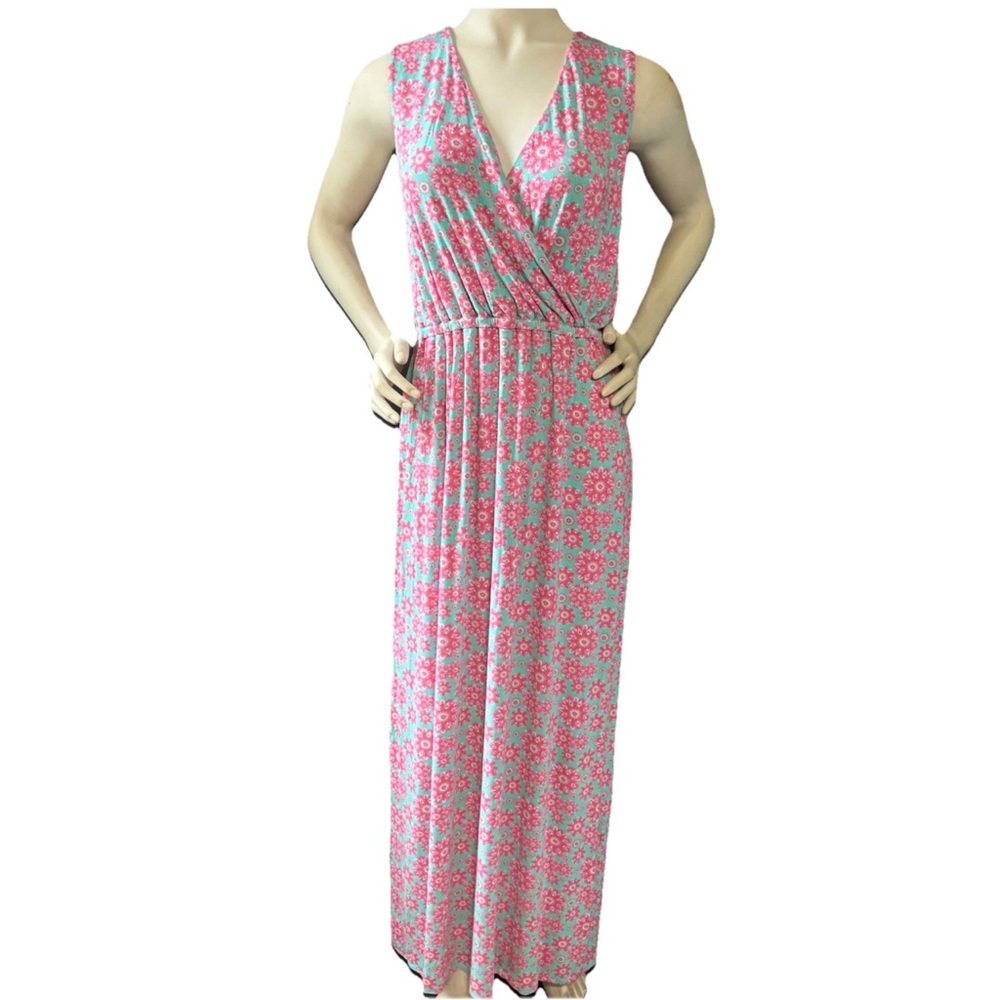 Vineyard Vines Floral Pink And Mint Green Maxi Dress